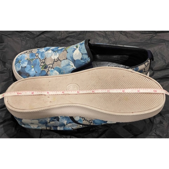 ✨Unisex GUCCI Supreme GG Logo Canvas Bloom Blue Floral Slip-On Sneakers Shoes